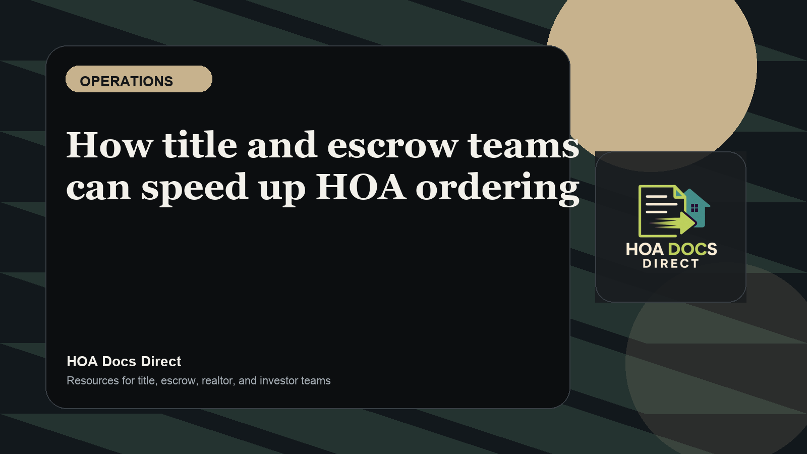 How title and escrow teams can speed up HOA document ordering